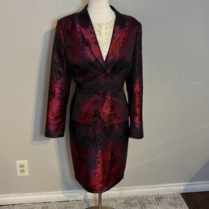 Cleo Red and Black Tailored Blazer with V-Neckline